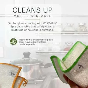 Whiffkitch Dish Cloths & Dish Towels for Kitchen - Reusable, Hygienic, Quick Drying, Durable Kitchen Washcloth, Absorbent, Scrub-Non-Scratch, 6x7 Inches Multi Color, 6 Pack