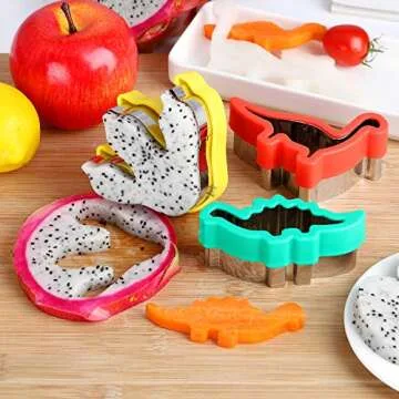 8pcs Dinosaur Cookie cutters set, Stainless Steel Sandwich Cutters Cookie Cutters Vegetable cutters for Baking, Bento Box and Food Decoration Tools