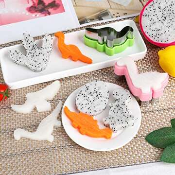 8pcs Dinosaur Cookie cutters set, Stainless Steel Sandwich Cutters Cookie Cutters Vegetable cutters for Baking, Bento Box and Food Decoration Tools
