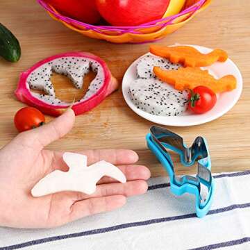 8pcs Dinosaur Cookie cutters set, Stainless Steel Sandwich Cutters Cookie Cutters Vegetable cutters for Baking, Bento Box and Food Decoration Tools