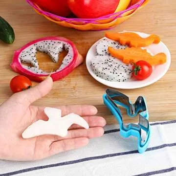 8pcs Dinosaur Cookie cutters set, Stainless Steel Sandwich Cutters Cookie Cutters Vegetable cutters for Baking, Bento Box and Food Decoration Tools