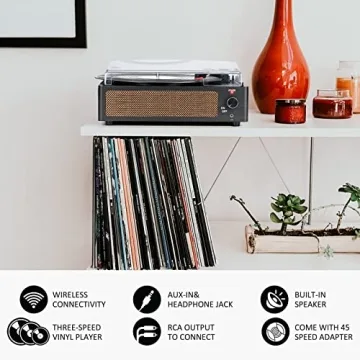 Vinyl Record Player with Wireless Speakers 3-Speed