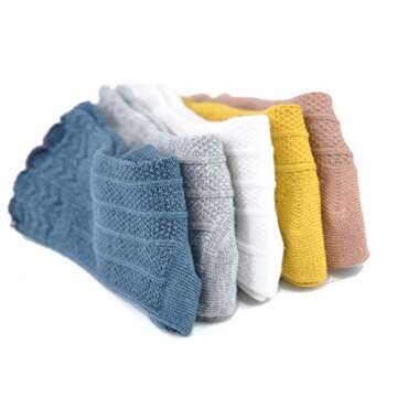 EPEIUS 5 Pair Pack Baby Girls Boys Uniform Knee High Socks Infants Baby Tube Ruffled Stockings for 0-6 Months,White/Grey/Yellow/Blue/Brown