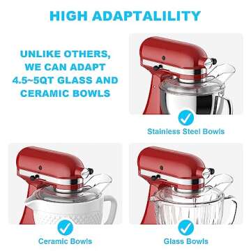 Stainless Steel Mixing Bowl for KitchenAid Tilt-Head Mixer with Pouring Shield