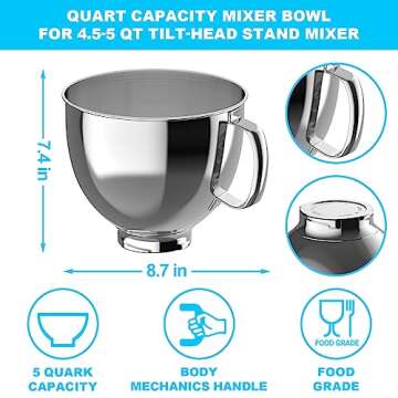 Premium Stainless Steel Bowl for KitchenAid Mixer