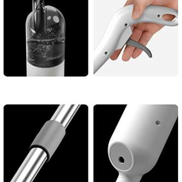 True & Tidy® SPRAY-250 Multi-Surface Spray Mop with Refillable Water Bottle for Floor Cleaning, Works on Wood, Tile, Marble etc, Use Any Cleaning Solution, Machine Washable Microfiber Mop Pads, White