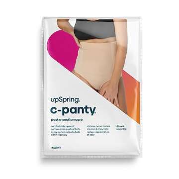 UpSpring C-Panty C-Section Recovery Underwear with Silicone Panel for Incision Care, Tummy Control P...