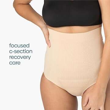 UpSpring C-Panty C-Section Recovery Underwear with Silicone Panel for Incision Care, Tummy Control Panties High Waist Postpartum Underwear for Womens Nude