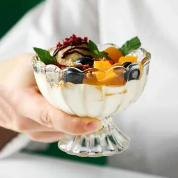 DNIENKGE Vintage Dessert Bowls Set of 9, 6oz Glassware