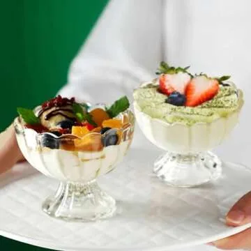 DNIENKGE Vintage Dessert Bowls Set of 9, 6oz Glassware
