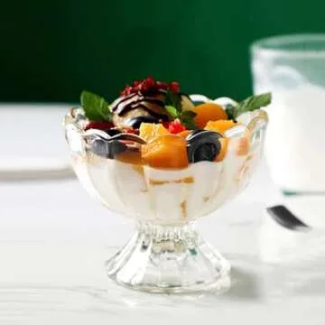 DNIENKGE Vintage Dessert Bowls Set of 9, 6oz Glassware