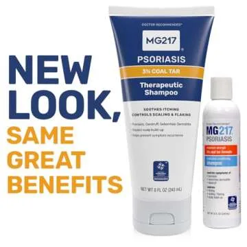 MG217 Psoriasis Shampoo with Coal Tar, Therapeutic Scalp Treatment, Controls Itching, Scaling, Flaking, Scale Buildup, Psoriasis Scalp Treatment, 3% Coal Tar Shampoo and Conditioner, 8floz