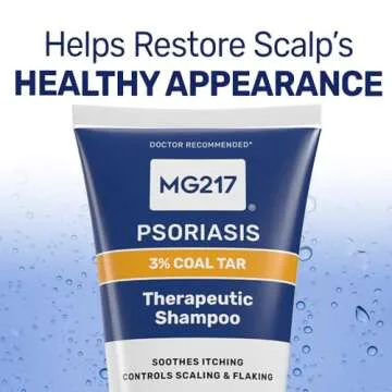 MG217 Psoriasis Shampoo with Coal Tar, Therapeutic Scalp Treatment, Controls Itching, Scaling, Flaking, Scale Buildup, Psoriasis Scalp Treatment, 3% Coal Tar Shampoo and Conditioner, 8floz