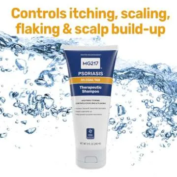 MG217 Psoriasis Shampoo with Coal Tar, Therapeutic Scalp Treatment, Controls Itching, Scaling, Flaking, Scale Buildup, Psoriasis Scalp Treatment, 3% Coal Tar Shampoo and Conditioner, 8floz