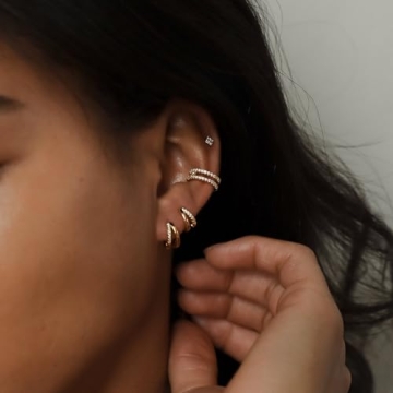 MUMREUES 14K Gold Huggie Earrings for Women