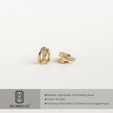 MUMREUES 14K Gold Huggie Earrings for Women