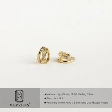 MUMREUES 14K Gold Huggie Earrings for Women