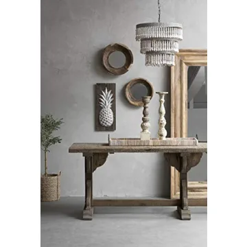 Creative Co-Op Large Rattan Tray with Metal Handles