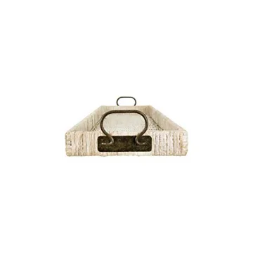 Creative Co-Op Large Rattan Tray with Metal Handles