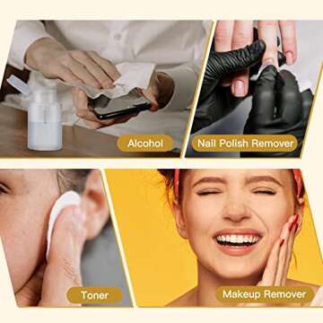 owlyee 5.3oz Nail Polish Remover Bottle, Push Down Pump Alcohol Dispenser, Empty Makeup Acetone Containers (3PCS, Clear)