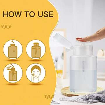 owlyee 5.3oz Nail Polish Remover Bottle, Push Down Pump Alcohol Dispenser, Empty Makeup Acetone Containers (3PCS, Clear)