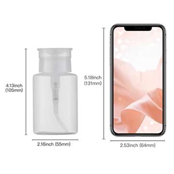 owlyee 5.3oz Nail Polish Remover Bottle, Push Down Pump Alcohol Dispenser, Empty Makeup Acetone Containers (3PCS, Clear)