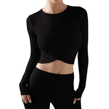 Stylish ODODOS Women's Seamless Rib-Knit Crop Tops