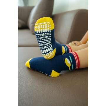 RATIVE Anti Skid Non Slip Slipper Cotton Crew Dress Socks With Grips for Baby Walker Toddlers Kids Boys 2T 3T (1-3T, 12-pairs/RB-71112)