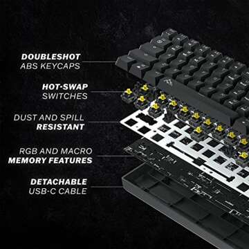 ASCENY One - Hot-Swappable 60% Mechanical Keyboard with Extra Colorful Keycaps, RGB Lights, Spill Proof, Optical Switches (Gateron Blue)