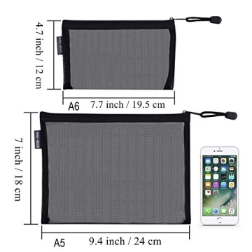 HRX Package Nylon Mesh Zipper Bags, 6pcs Stylish Organizers