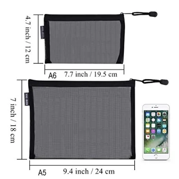 HRX Package Nylon Mesh Zipper Bags, 6pcs Stylish Organizers