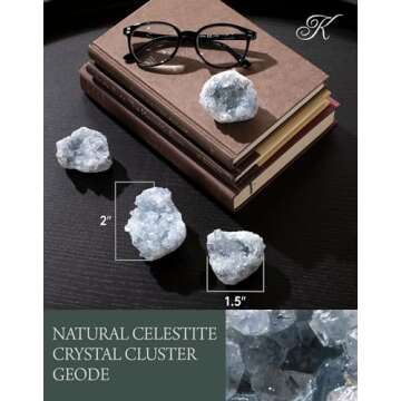 KALIFANO Raw AAA+ Celestite Crystal Cluster Geode - High Energy Natural Celestine Stone - Reiki Wicca Celestita Rock with Healing and Calming Effects (Family Owned and Operated)