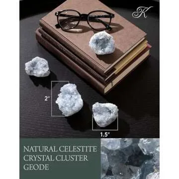 KALIFANO Raw AAA+ Celestite Crystal Cluster Geode - High Energy Natural Celestine Stone - Reiki Wicca Celestita Rock with Healing and Calming Effects (Family Owned and Operated)