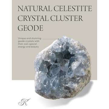 KALIFANO Raw AAA+ Celestite Crystal Cluster Geode - High Energy Natural Celestine Stone - Reiki Wicca Celestita Rock with Healing and Calming Effects (Family Owned and Operated)