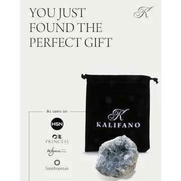 KALIFANO Raw AAA+ Celestite Crystal Cluster Geode - High Energy Natural Celestine Stone - Reiki Wicca Celestita Rock with Healing and Calming Effects (Family Owned and Operated)