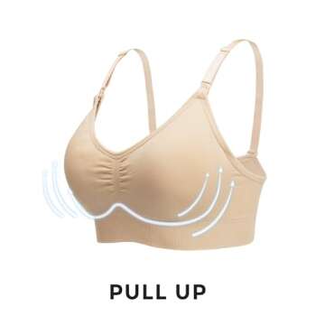 Stelle Nursing Bras Maternity Bra for Breastfeeding Pregnancy Wireless Bralette with Pads, Extenders & Clips (Black+Gray+Beige,M)