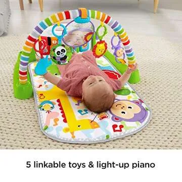 Fisher Price Baby Musical Toy Kick & Play Piano Gym Playmat with Smart Stages Learning, Lights and Sensory Toys