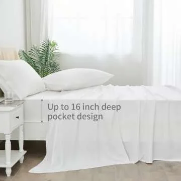 LINENLINE Queen Sheet Set, Soft Bamboo Sheets, 6pcs