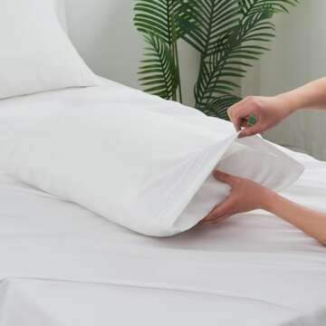 LINENLINE Queen Sheet Set, Soft Bamboo Sheets, 6pcs