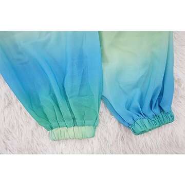 Remxi Women's Sexy See Through Chiffon Sheer Lantern Sleeve Front Back Open High Neck Self Tie Shawl Casual Shirts Blouses Tops Green M