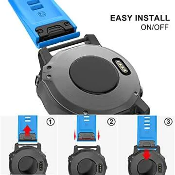 OVERSTEP Compatible with Garmin Fenix 5 Watch Band 22mm Soft Silicone Bands for Fenix 6/Fenix 7/Fenix 5 Plus/Fenix 6 Pro/Forerunner 935/Forerunner 945/Approach S60/Quatix 5 Smartwatch (Sky Blue)