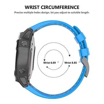 OVERSTEP Compatible with Garmin Fenix 5 Watch Band 22mm Soft Silicone Bands for Fenix 6/Fenix 7/Fenix 5 Plus/Fenix 6 Pro/Forerunner 935/Forerunner 945/Approach S60/Quatix 5 Smartwatch (Sky Blue)