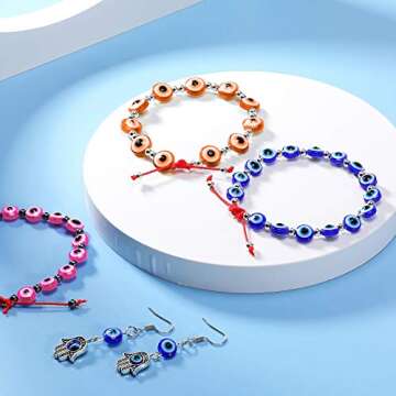 1050 Piece 15 Style Evil Eye Charms - 6mm Turkish Beads for Jewelry Making - Spacer Beads for DIY Bracelet, Earring, Necklace Crafts - Includes Boxes