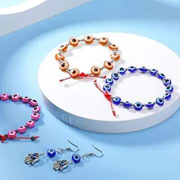 1050 Piece 15 Style Evil Eye Charms - 6mm Turkish Beads for Jewelry Making - Spacer Beads for DIY Bracelet, Earring, Necklace Crafts - Includes Boxes