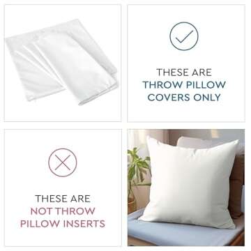 Encasa XO Farmhouse Throw Pillow Covers Set of 2 20x20 in Franca Blue Stripes | Decorative Cushion C...