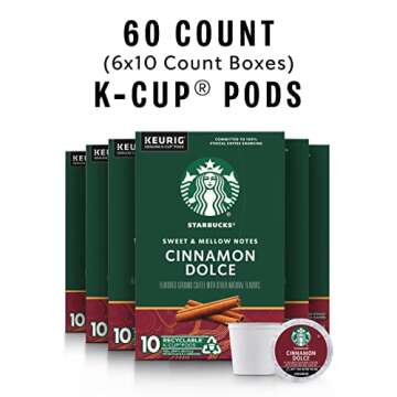 Starbucks K-Cup Coffee Pods, Cinnamon Dolce Flavored Coffee for Keurig Brewers, Naturally Flavored, ...