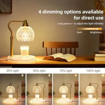 Adjustable Height Candle Warmer Lamp with Timer, Dimmable All Glass Retro Candle Lamp Warmer Vintage Wax Warmer Lamp with 2 Bulbs, Lamp Candle Warmer for Jar Candles, Elegant Home Decor
