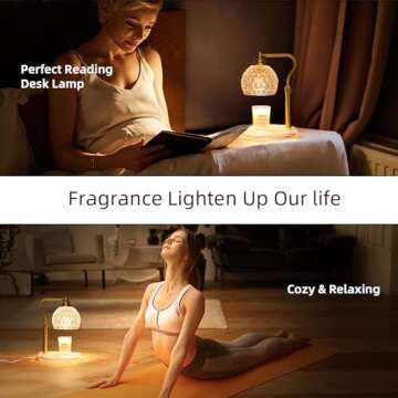 Adjustable Height Candle Warmer Lamp with Timer, Dimmable All Glass Retro Candle Lamp Warmer Vintage Wax Warmer Lamp with 2 Bulbs, Lamp Candle Warmer for Jar Candles, Elegant Home Decor