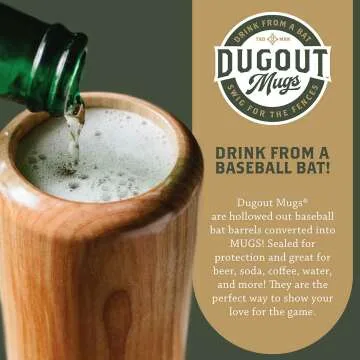 Baseball Bat Drinking Mug - Engraved Solid Wood