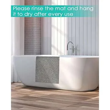 Shower Mats Non Slip Without Suction Cups, 15.7× 36 Inch, PVC Loofah Bathroom Mats, Loofah Mats for Shower and Bathroom, Quick Drying, Grey
